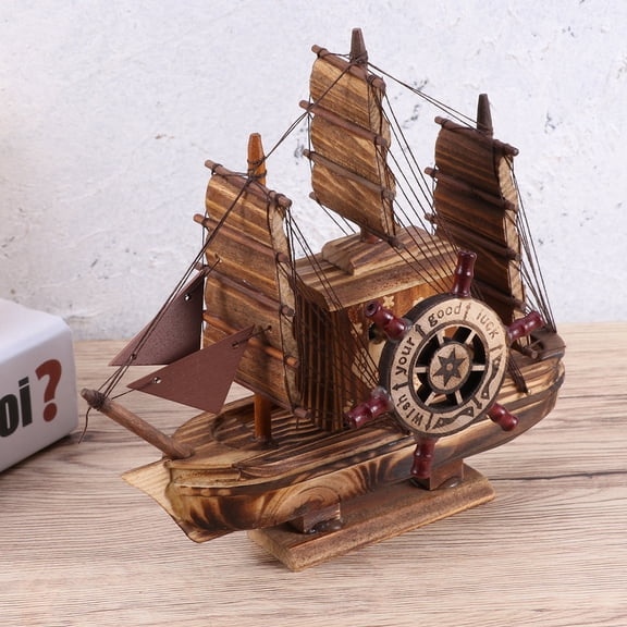 FUTUREORYY Vintage Coffee Music Box with Rotating Pirate Ship Design Table Decoration