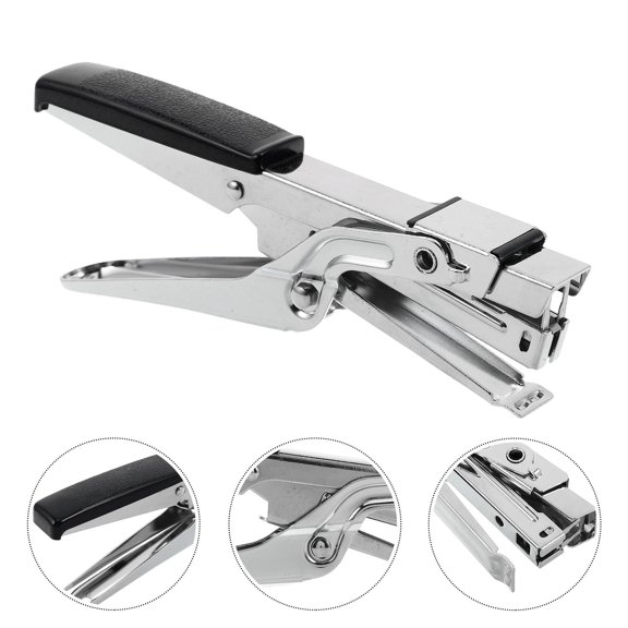 FUTUREORYY Compact Black Plier Stapler for Office Use One Hand Stapler with Easy Squeeze Design