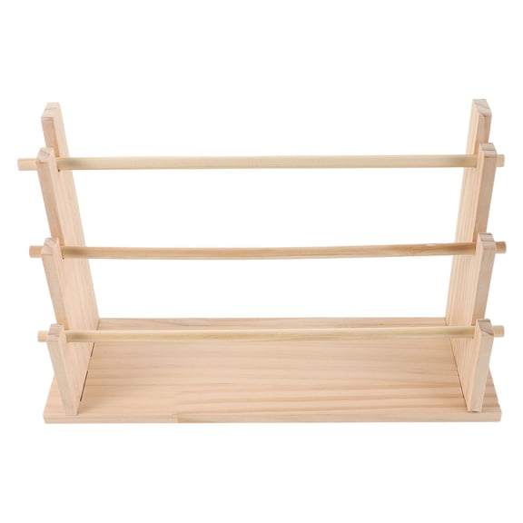 FUTUREORYY Craft Ribbon Organizer Rack, Multi-Tier Wooden Storage Shelf for Spools, Thread, Wrap, Sewing Room, Light Brown