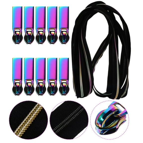 FUTUREORYY DIY Zipper Repair Pull Tab Set with Nylon Teeth Coil Zippers and Assorted Colors