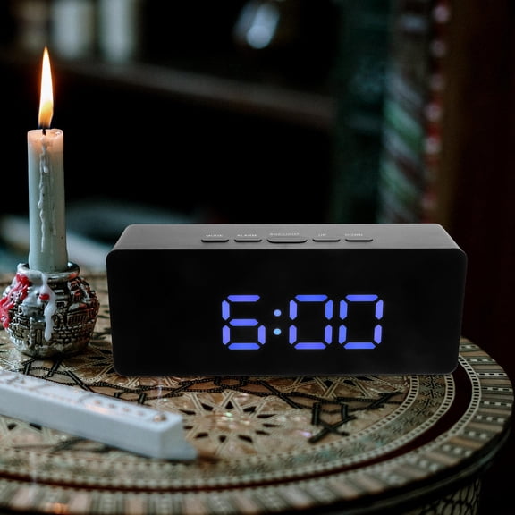 FUTUREORYY Black ABS Digital Alarm Clock, Large Clear Display, Great for Home Decor