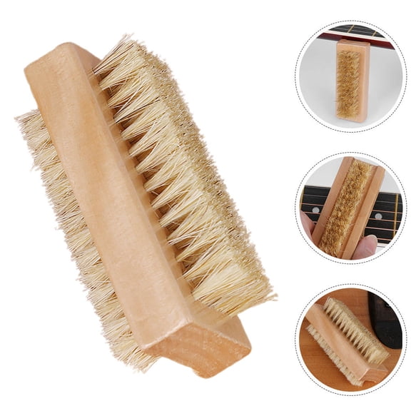 FUTUREORYY Double Sided Fret Brush, Wooden Handle Guitar Cleaning Tool for Acoustic Electric Bass Instrument Care and Maintenance