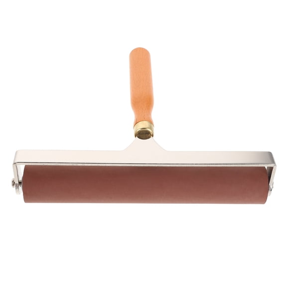 FUTUREORYY Rubber Ink Roller with Wood Handle for Printmaking, Block Printing, Stamping and Craft Projects