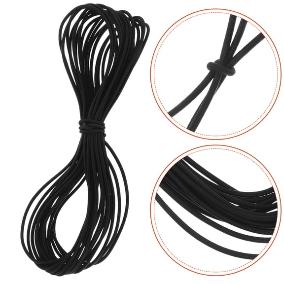 FUTUREORYY Floating Shelf Rope RV Shelf Elastic Rope Black Polyester 1Pcs