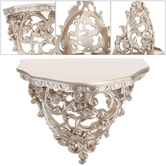FUTUREORYY European Ornate Wall Shelf Gold Resin 1Set Wall Decoration