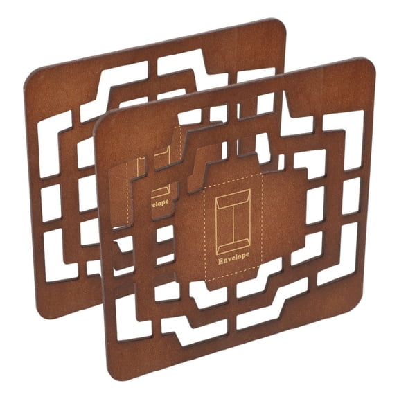 FUTUREORYY Envelop Wooden Template Envelope Stencil Template Coffee Wood 2pcs For Greeting Cards