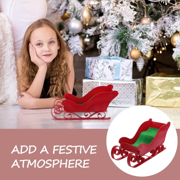 FUTUREORYY Red Christmas Sleigh Decoration for Desktop, Party Table Centerpiece, Holiday Festive Home Decor