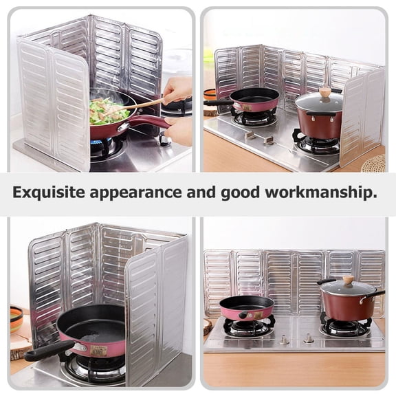 FUTUREORYY Foldable Plated Silver Grease Splatter Guard for Kitchen Use with Easy Wipe and Heat Shield