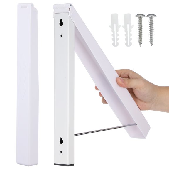 FUTUREORYY Folding Wall Mounted Clothes Drying Rack with White ABS Casing and Stainless Steel Rod for Home