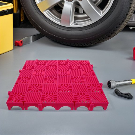 FUTUREORYY Garage Parking Mat Rosy PP Interlocking Drainage For Garage And Car Owners 1Pack