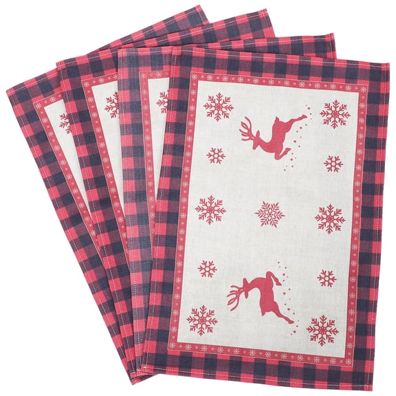 FUTUREORYY Holiday Table Mats 4Pcs Table Cloth Linen Cotton 19x13in Home