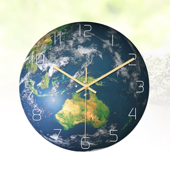 FUTUREORYY LED Earth Shaped Hanging Wall Clock with Battery Powered Night Light, Decorative Timepiece for Dining Room