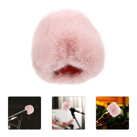 FUTUREORYY Lapel Microphone Enclosure 1Pack Pink Faux Fur for Wind Noise and Plosive Sound