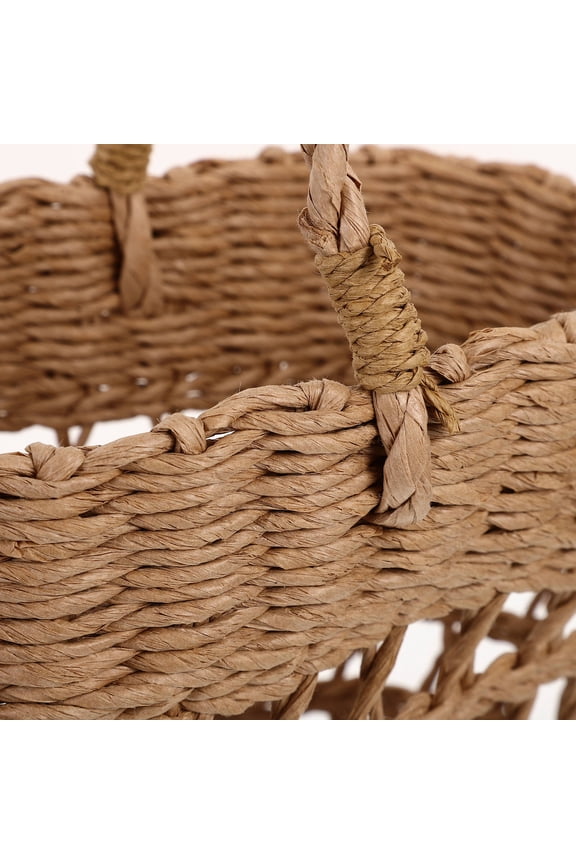Light Brown Woven Beach Tote Bag Large Hollow Summer Handbag for Storage Outdoor Use
