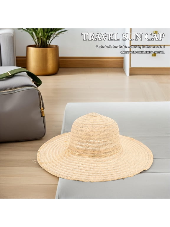 Light Yellow Wide Brim Sun Hat PP Fashionable Fisherman Style Foldable