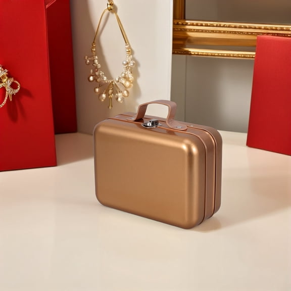FUTUREORYY Metal Rectangular Tin Storage Box with Handle for Cosmetics and Small Items