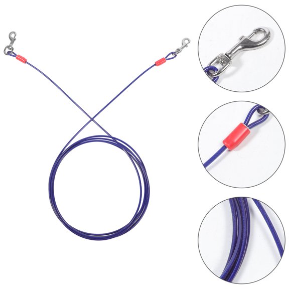 FUTUREORYY Multi Functional Camping Dog Tether with Steel Wire Rope and Strong Metal Hooks