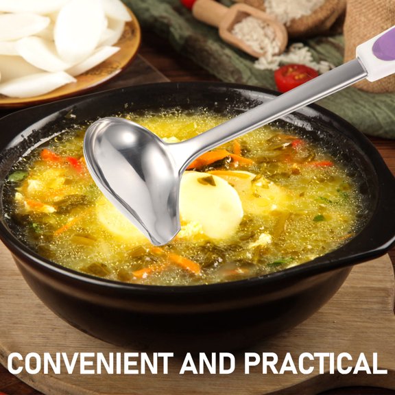 FUTUREORYY Multifunctional Cooking Spoon with Curved Spout for Sauces 1 Pcs Stainless Steel