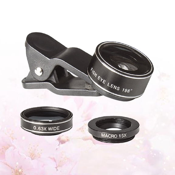 FUTUREORYY Phone Lens Kit Black with High Definition Fish Eye Wide Angle and Macro Clip on Easy Install