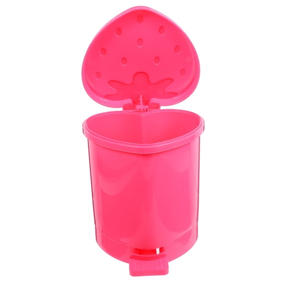 FUTUREORYY Pink Plastic Swing Trash Bin with Lid Small Waste Basket for Table Kitchen and Office
