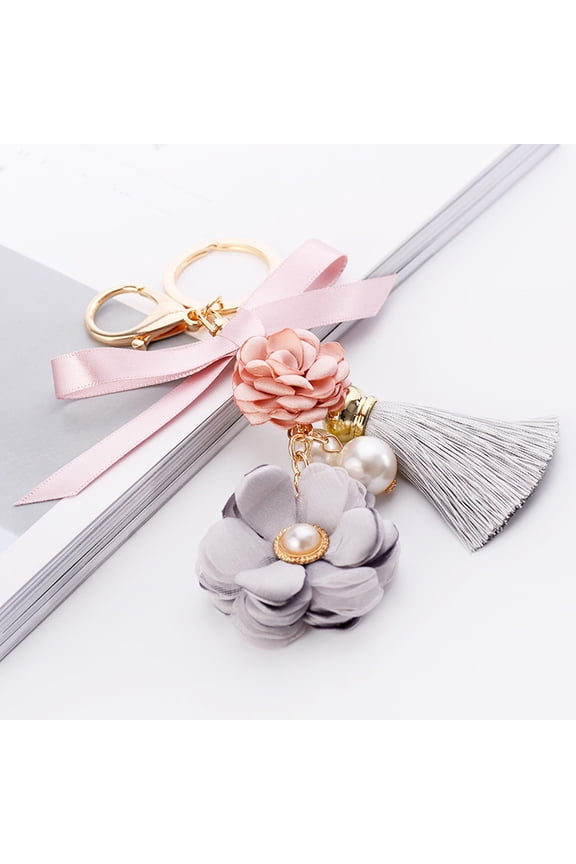 Rose Flower Keychain Charm Decorative Accessory for Handbags, Car Keys, and Purse Decoration