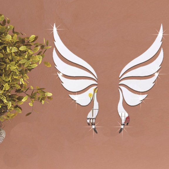 FUTUREORYY Plated Acrylic Wing Mirror Wall Sticker for Home Decor, Easy to Apply and Remove, Stylish Decorative