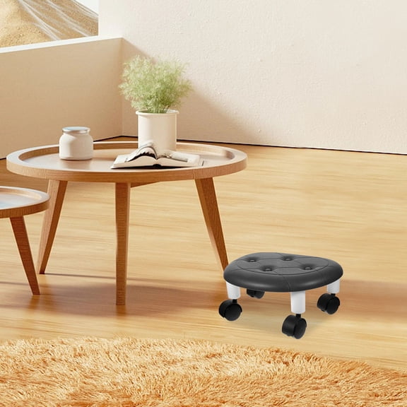 FUTUREORYY Multi Functional Black Rolling Stool for Home Plastic Seat Portable Roller Chair