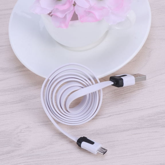 FUTUREORYY Portable White USB Cable with Flexible Flat Design Sturdy Tpe Material for Charging Use