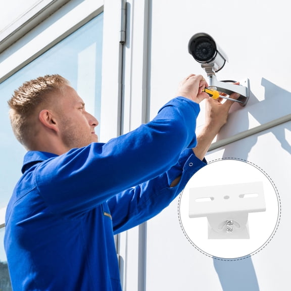 FUTUREORYY Metal Camera Mount in White, 360 Rotating Security Bracket for Home, Easy Installation
