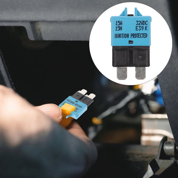FUTUREORYY Blue 15 Amp Resettable Automotive Fuse Manual Reset Circuit Breaker for Vehicles