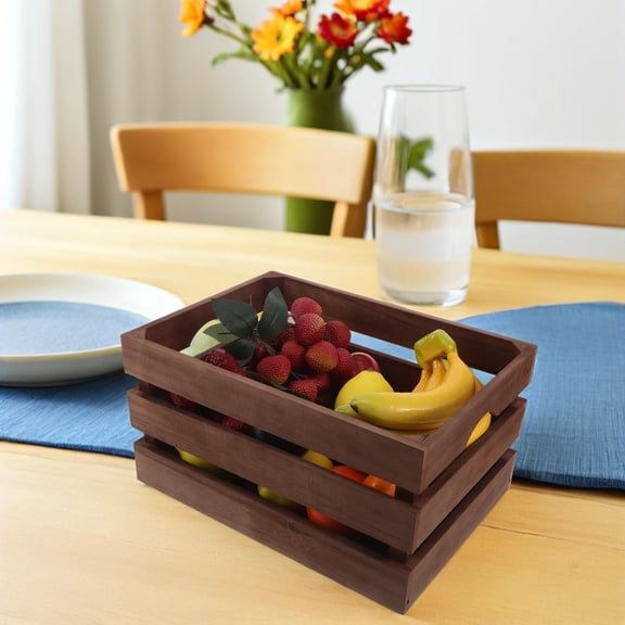 FUTUREORYY Rustic Wood Crate Decorative Storage Box Vintage Slat-style Sides