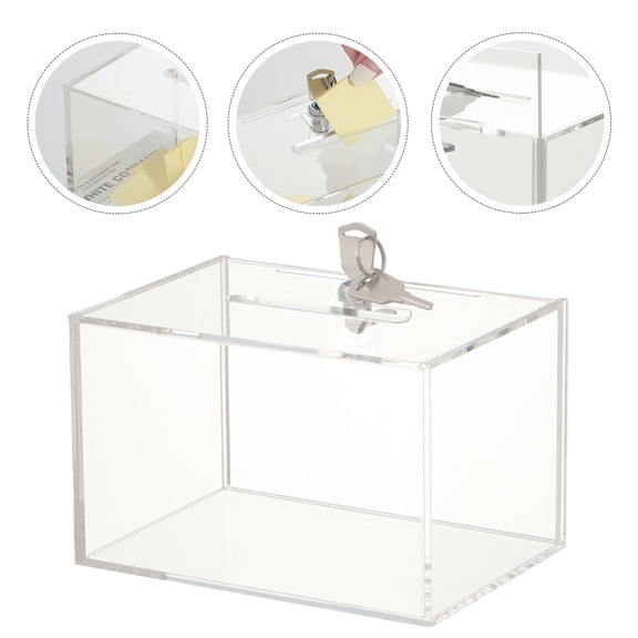 FUTUREORYY School Suggestion Box Donation Box with Lock Transparent 1Pcs
