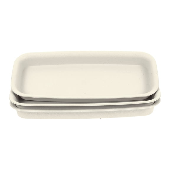 FUTUREORYY Set of 3 Beige Plastic Rectangular Drainage Plates for Potted Plants Water Trays, and Lightweight