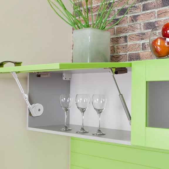 FUTUREORYY Soft Close Hydraulic Pivot Hinge Cabinet Support Rod Grey Stainless Steel Adjustable Length 1 Piece