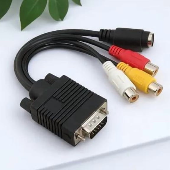 FUTUREORYY Svga to 3 Rca Adapter Cable Black Copper for Av Signal Connection