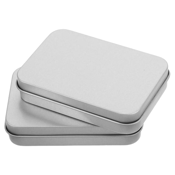 FUTUREORYY 2Pcs Small Hinged Tin Boxes Plated Silver Metal Container with Tight Seal for Storing Candies