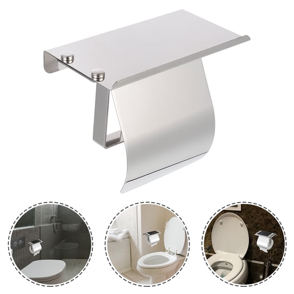 FUTUREORYY Toilet Paper Shelf 1Pack Silver Rectangular Stainless Steel Multi-Function Toilet Paper Holder 11.8x5.5x3.9in