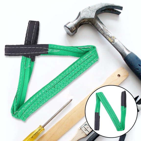 FUTUREORYY Tow Straps Heavy Duty With Loops Sling Strap Green Polyester 1Pack For Construction