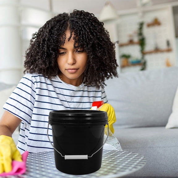 FUTUREORYY Black Plastic Brine Bucket with Lid, PP Material, Multipurpose Use, 1 Piece