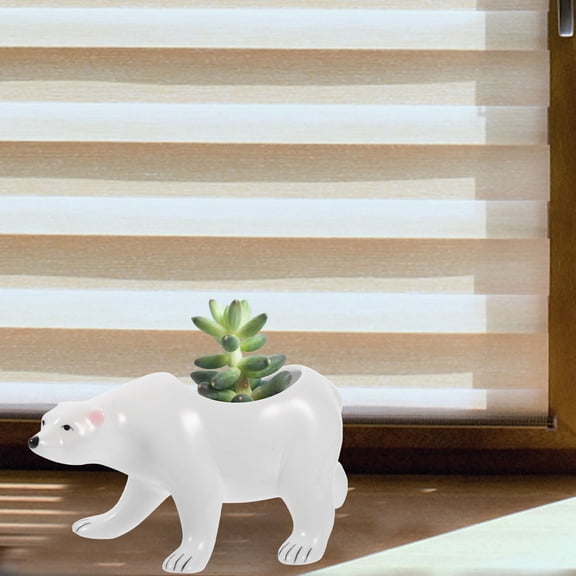 FUTUREORYY White Ceramic Bear Succulent Pot Planter for Office Balcony Home Decoration