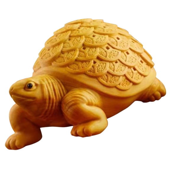 FUTUREORYY Light Brown Wood Turtle Figurine Decorative Ornament for Desktop, Table Display, Home and Office Decor