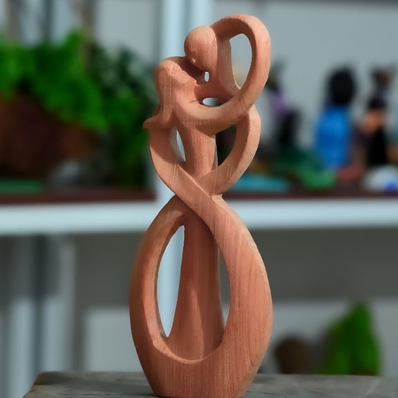 FUTUREORYY Wooden Couple Hugging Sculpture Romantic Abstract Art Statue for Wedding Anniversary and Home Decoration