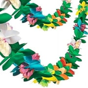 FUTUREPLUSX 2 Pack Tropical Garland Party Decorations, 20ft Multicolored Tissue Paper Hibiscus Flower Summer Banner for Birthday Beach Theme Luau Moana Hawaiian Party Supplies Jungle Decor