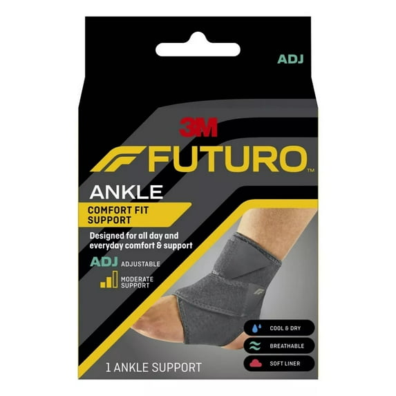 FUTURO Adjustable Straps Ankle Support Brace, Gray