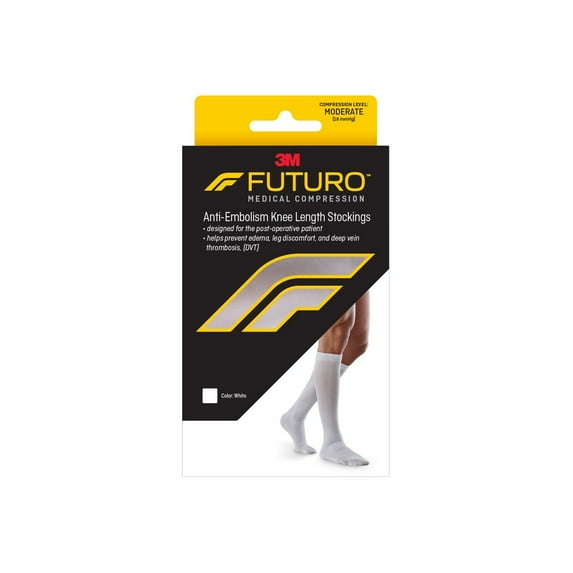 FUTURO Anti-Embolism Knee Highs, Unisex, Medium, Moderate Compression
