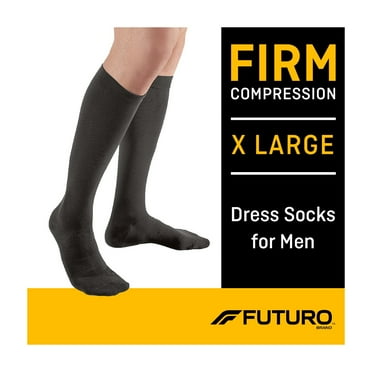 FUTURO Dress Socks for Men, X-Large, Black, Firm Compression
