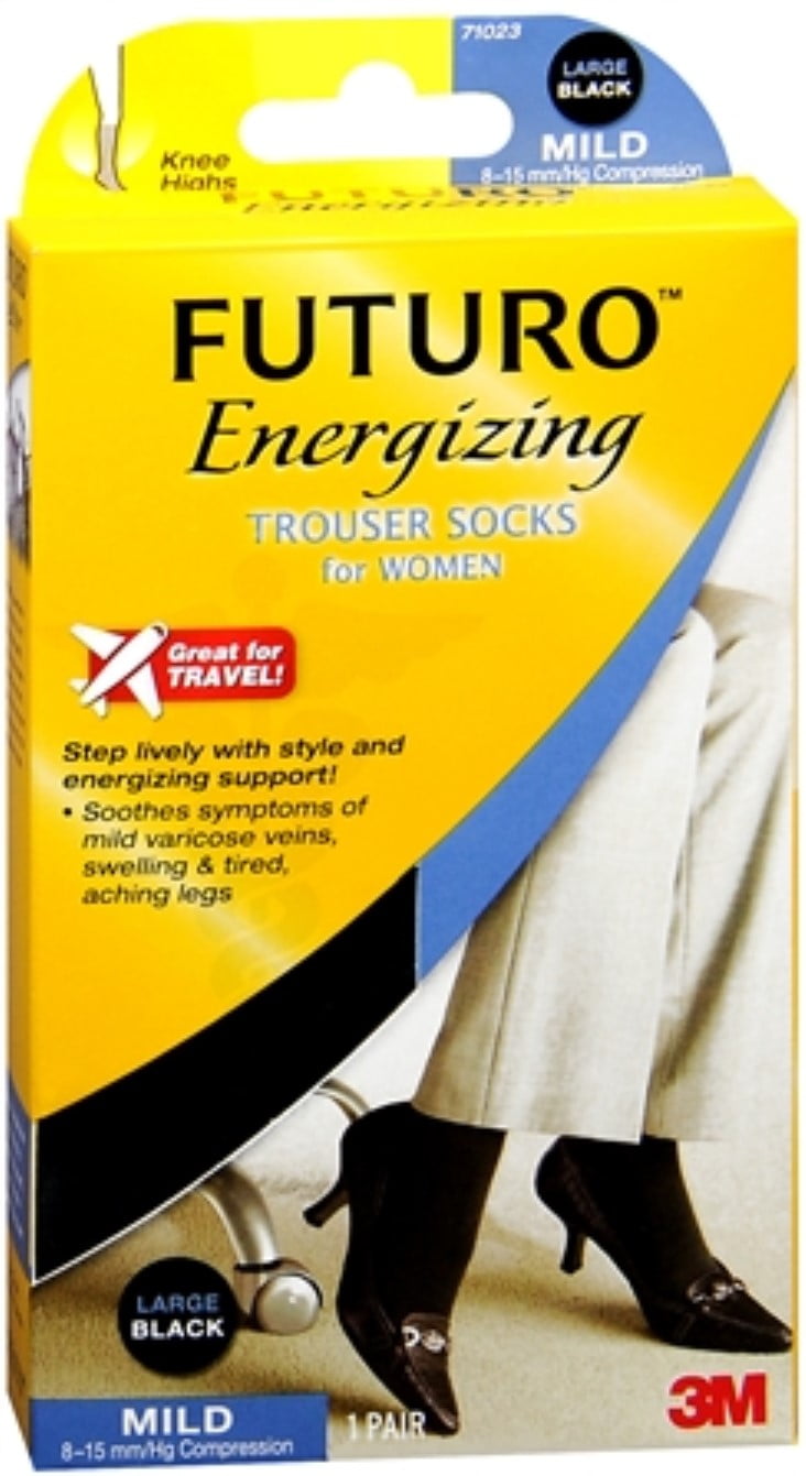 FUTURO Energizing Trouser Socks For Women Mild Large Black 1 Pair (Pack