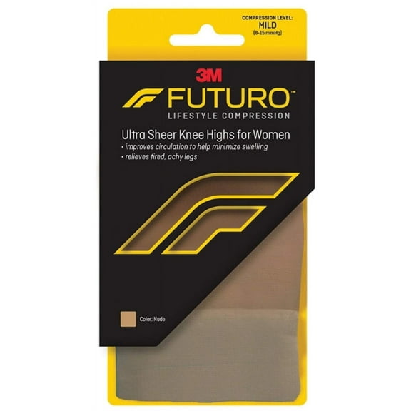 FUTURO Energizing Ultra Sheer Knee Highs Mild Medium Nude 1 Pair (Pack of 2)