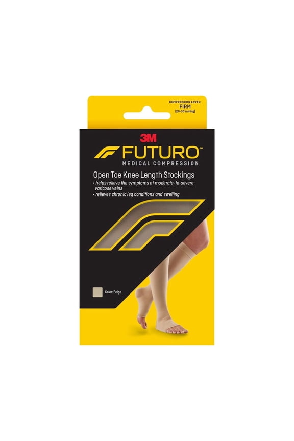 Open Toe Knee Highs, Unisex, Large, Firm Compression
