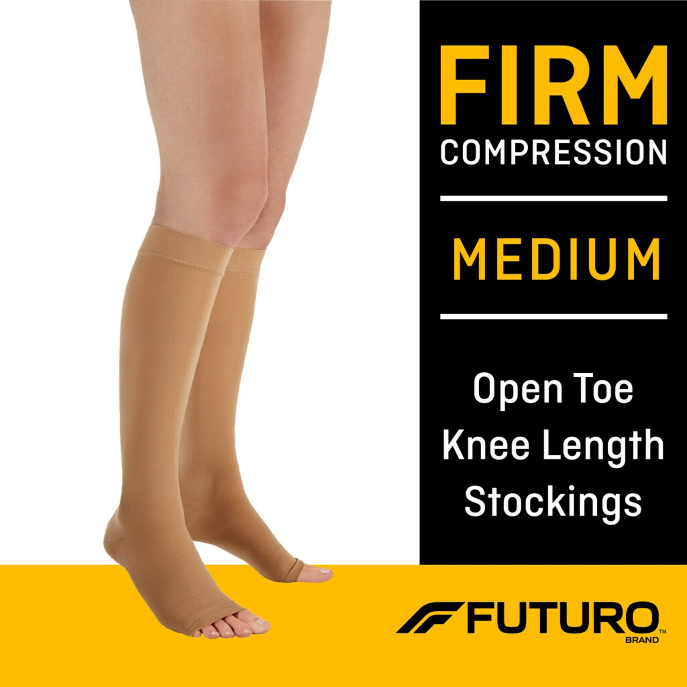 FUTURO Open Toe Knee Highs, Unisex, Medium, Firm Compression Stockings